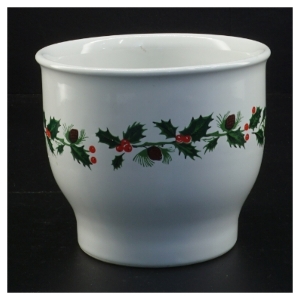 Knabstrup Keramik krukke Urtepotte Laurbær julemotiv (str. 11 x 12,5 cm)