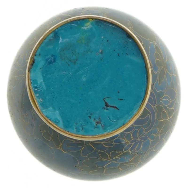 Blomsterdekoreret Cloisonné vase (str. 15,5 x 8,5 cm)