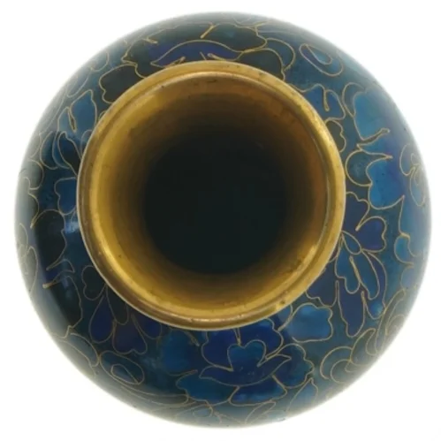 Blomsterdekoreret Cloisonné vase (str. 15,5 x 8,5 cm)