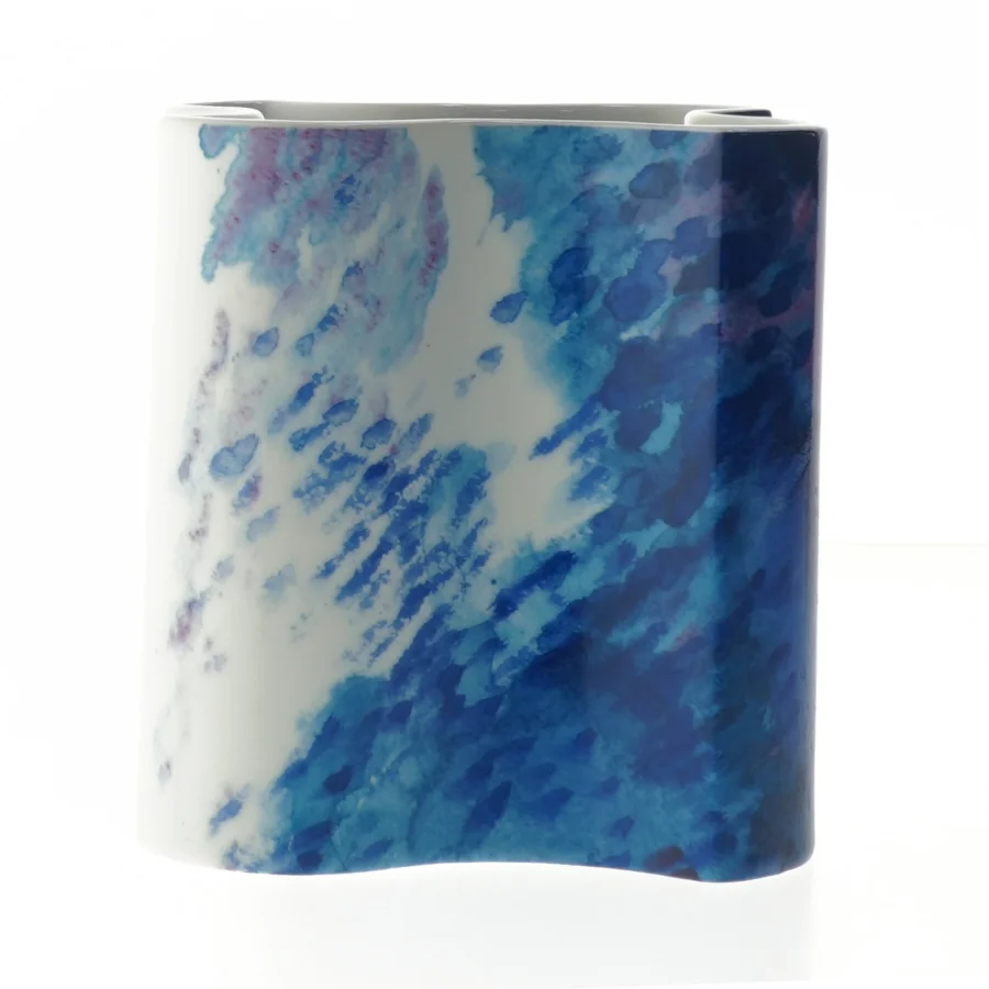 Royal Copenhagen Ocean Moderne blå vase 13.5 x 12 cm Grethe Meyer (str. 13,5x12,5 cm)