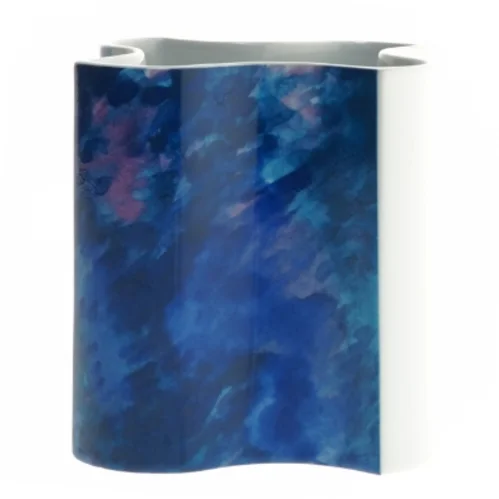 Royal Copenhagen Ocean Moderne blå vase 13.5 x 12 cm Grethe Meyer (str. 13,5x12,5 cm)