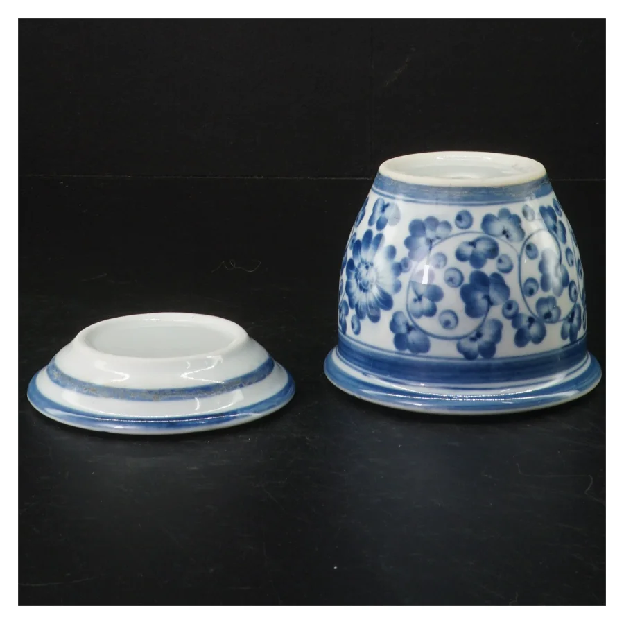 Blomsterpotte med underskål i porcelæn (str. H 9 cm. ø. 10 cm)