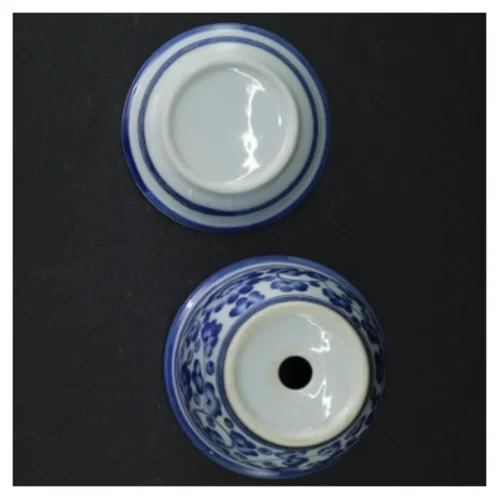 Blomsterpotte med underskål i porcelæn (str. H 9 cm. ø. 10 cm)