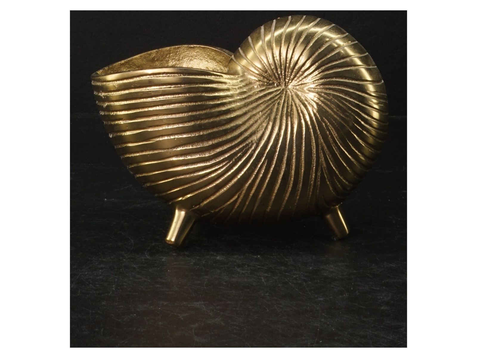 Messing sneglhus skål/vase dekoration (str. 17 cm)