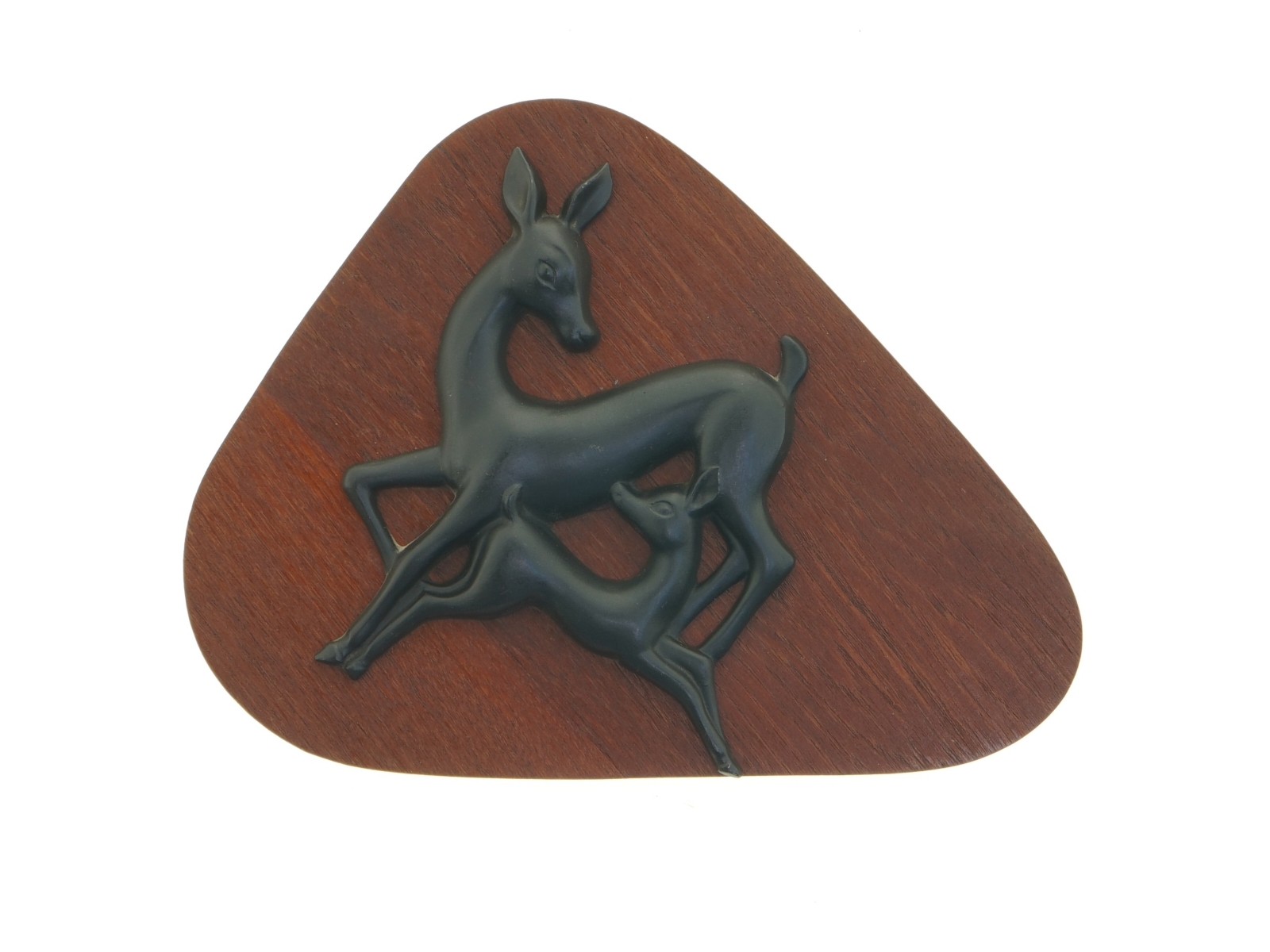 Teak træ Vægophæng med dyrefigur relief (str. 26 x 20 cm)