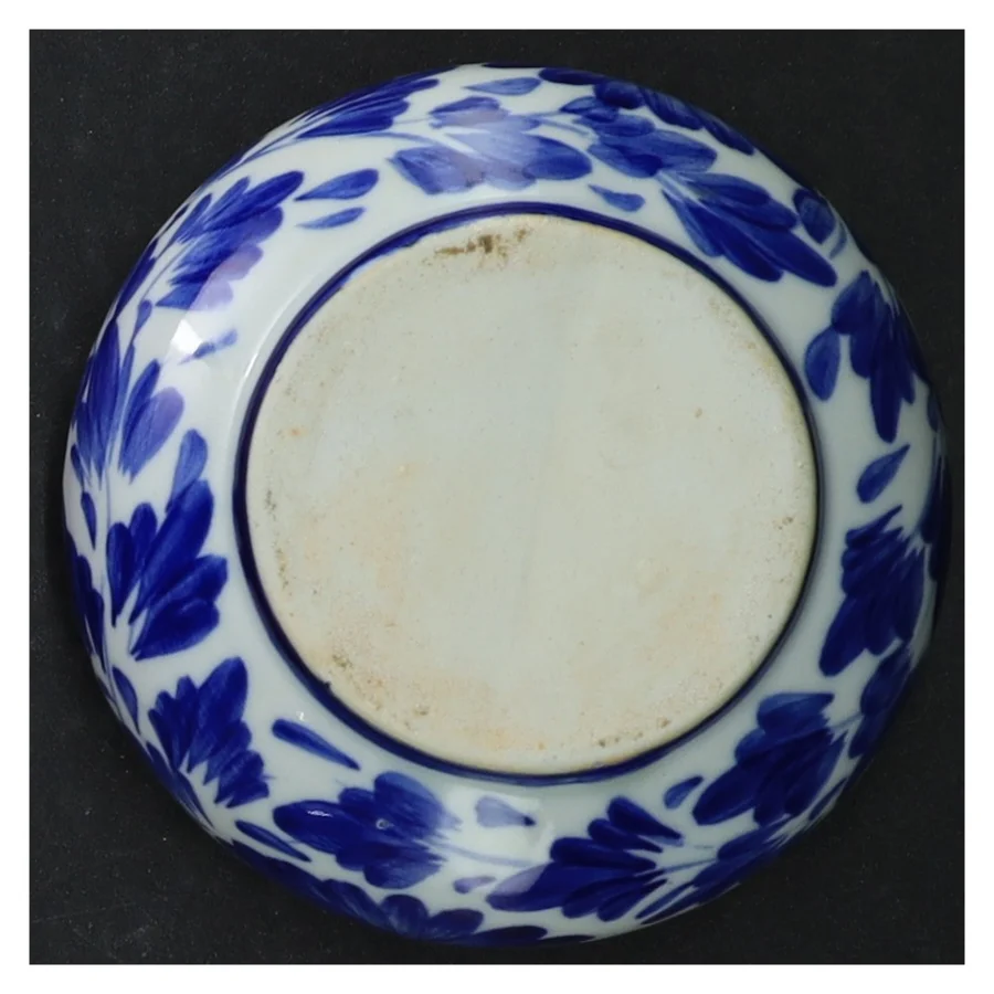 Blå og hvid keramik askebæger (str. Ø. 10 cm)