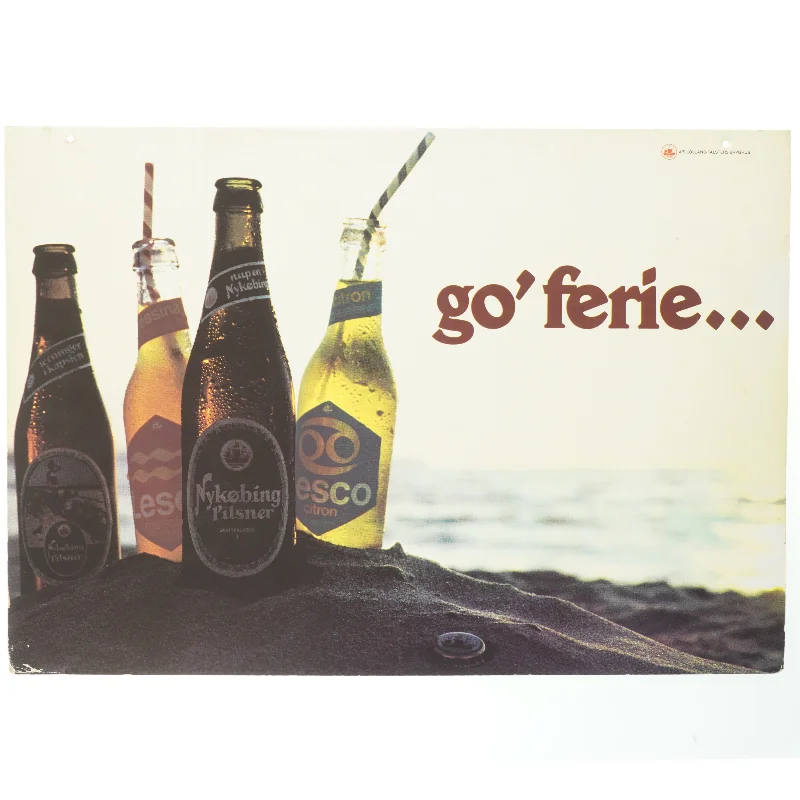 Vintage Reklameplakat med ølflasker (str. 60x42 cm)