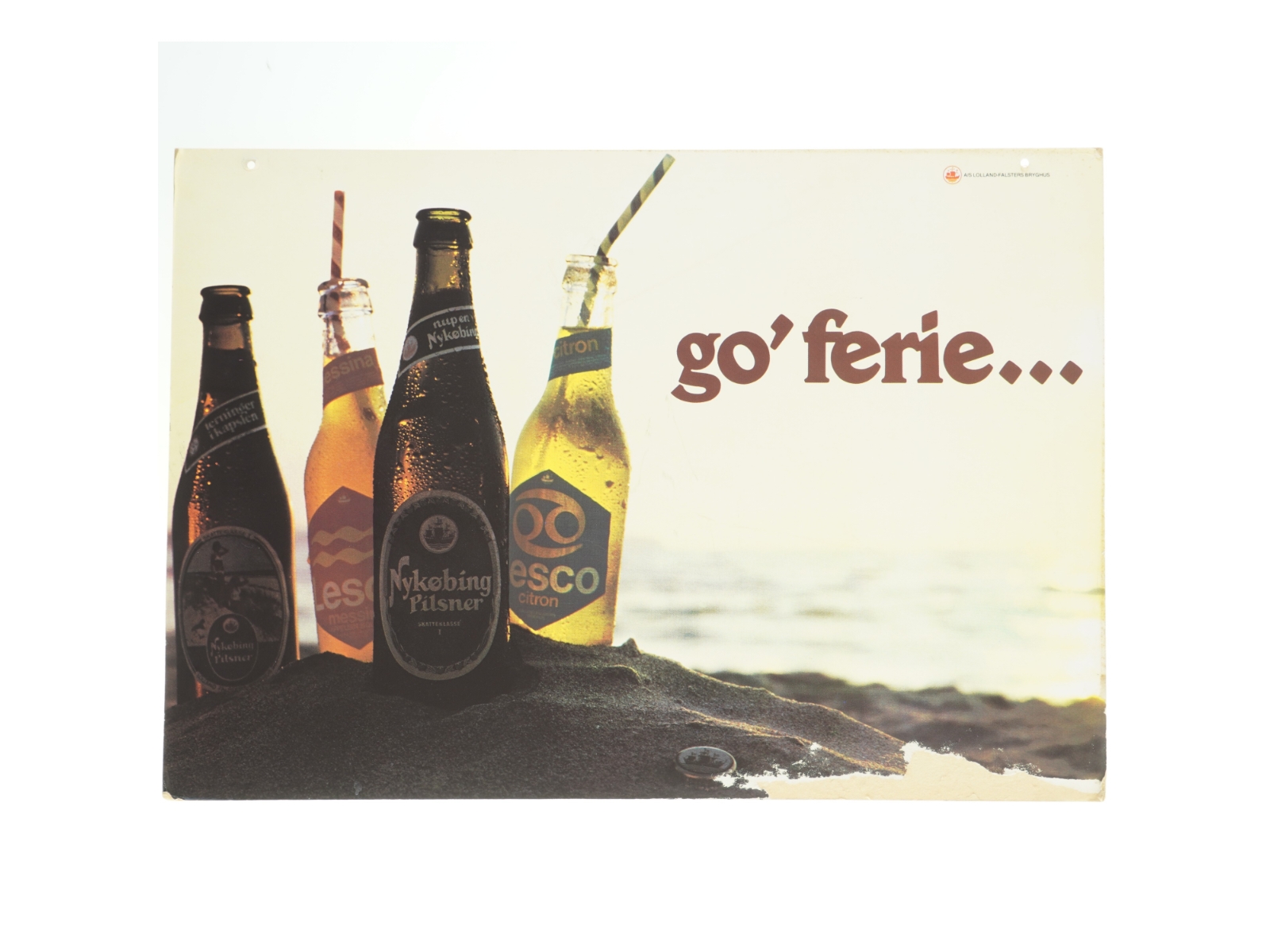 Vintage Reklameplakat med ølflasker (str. 60x42 cm)