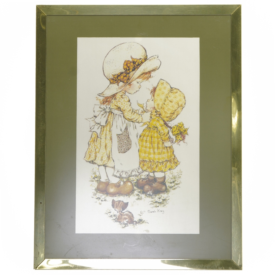 Vintage Sarah Kay Tegning i ramme (str. 32,5x25,5 cm)