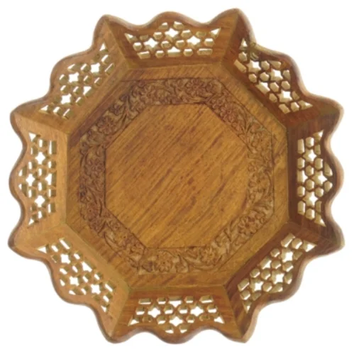 Træfad med udskåringer (str. Ø 30 cm)