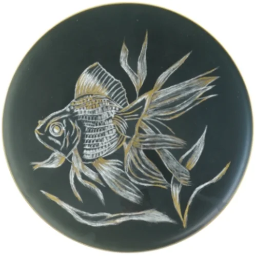 Håndmalet Vægplatte Fiskemotiv fra Union Gile (str. 32 cm)