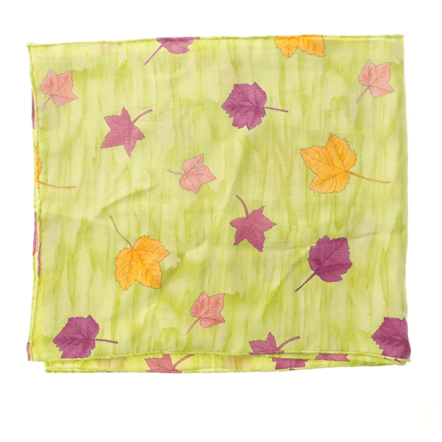 Charlotte Sparre Silke tørklæde i farverige blade (str. 80x34 cm)