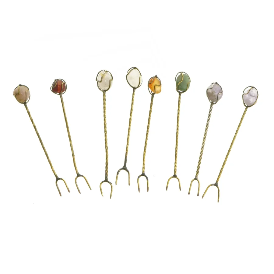Cocktailgafler med sten top (str. 8 stk 9,5 cm)