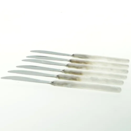 Sæt af Sheffield smørknive med Perlemorskaft (str. 22 cm. 6 styk)