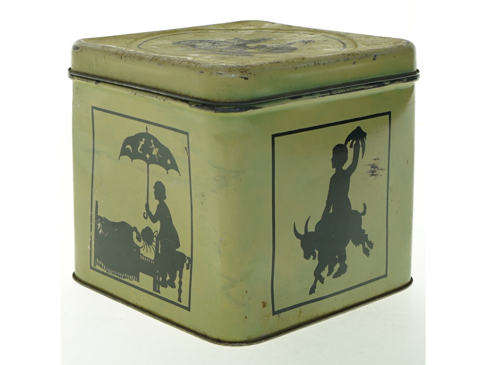 Vintage H. C. Andersen metal opbevaringskasse (str. 18x18 cm)