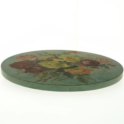 Rundt håndmalet blomsterbillede (str. Ø. 51 cm)