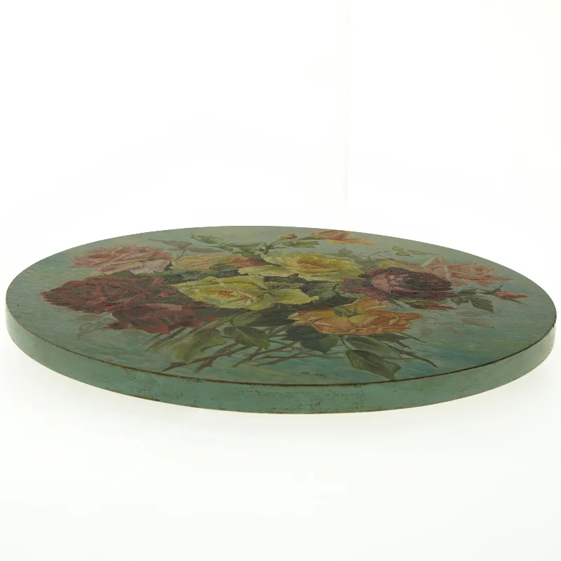 Rundt håndmalet blomsterbillede (str. Ø. 51 cm)