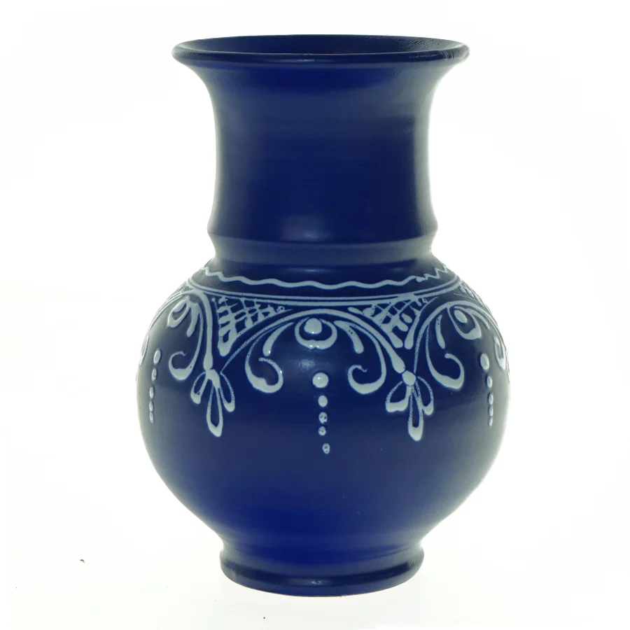 Blå keramikvase (str. 19 x 13 cm)