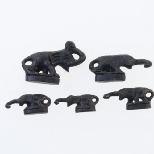 Bronze Opiumsvægte elefanter (str. 5,5x4 - 4x1,5 cm)