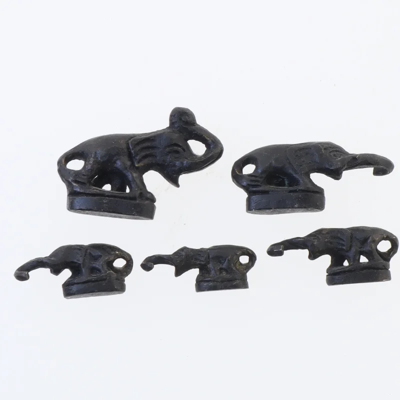 Bronze Opiumsvægte elefanter (str. 5,5x4 - 4x1,5 cm)