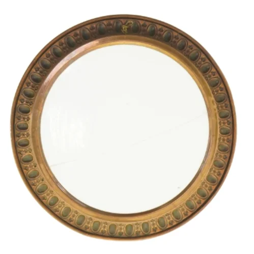 Dekorativ porcelæns tallerken med kobber kant (str. 31 x 2,5 cm)