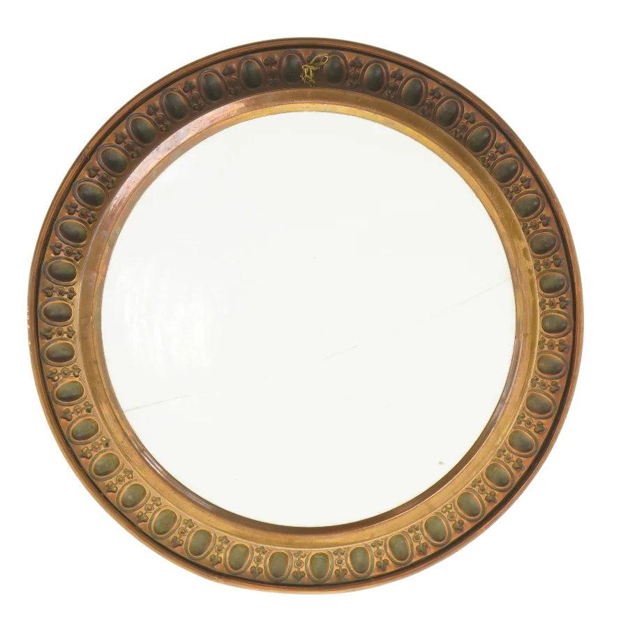 Dekorativ porcelæns tallerken med kobber kant (str. 31 x 2,5 cm)