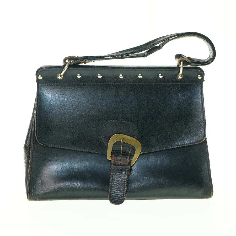Vintage Retro Kernelæder Taske (str. 37 x 14 x 27 cm)