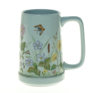 Vintage Porcelænskrus vase med Håndmalet blomstermotiv (str. 14 x, 10 cm)