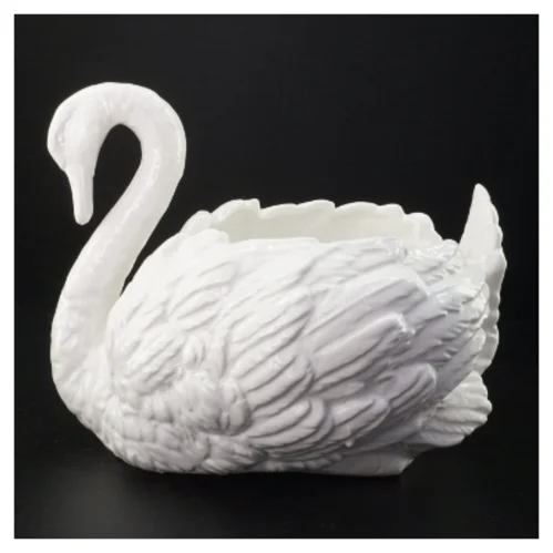 Porcelæns krukke i svaneform (str. 27 x 23 x 22 cm)