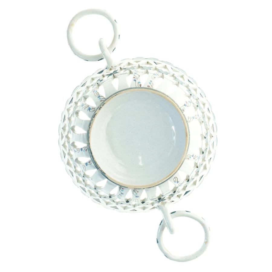 Dekoreret keramik skål med åben mønsterkant (str. 27 x 13 cm)