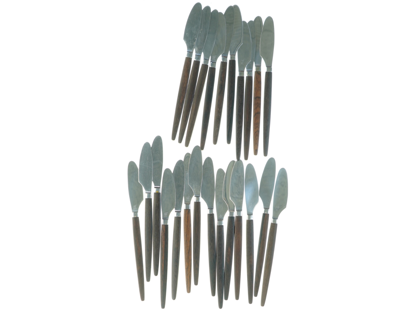 24 stk. Raadvad Eton knive i rustfrit stål med palisander træhåndtag (str. 21,5 x 2 cm)