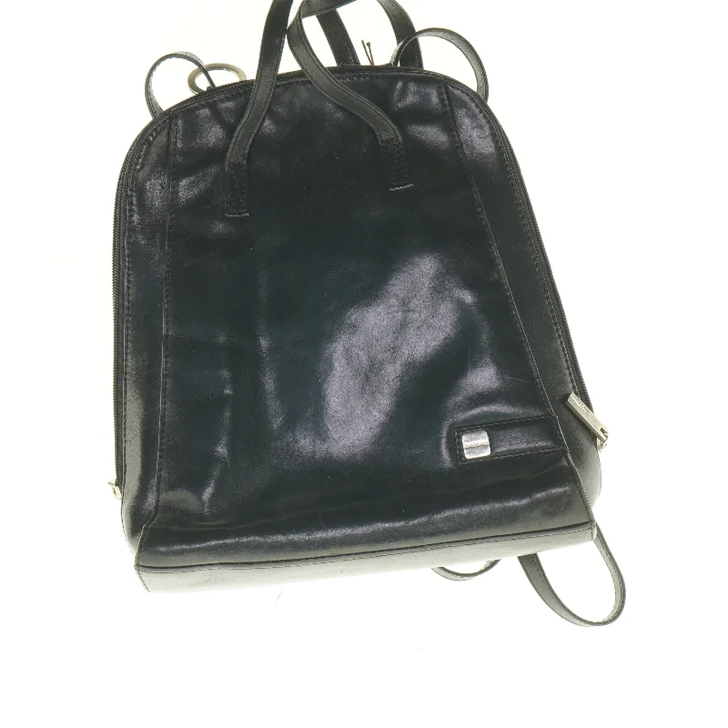 Sort Belsac læder rygsæk/skuldertaske (str. 27 x 28 x 10 cm)