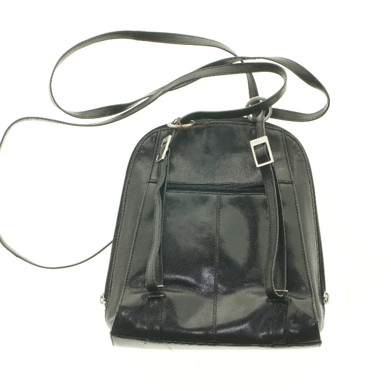 Sort Belsac læder rygsæk/skuldertaske (str. 27 x 28 x 10 cm)