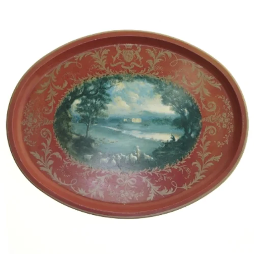 Vintage britisk Dekorativ bakke med landskabsmotiv (str. 41x32 cm)