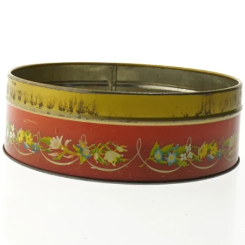 Sjælden Vintage metal kagedåse (str. Ø 22. cm)