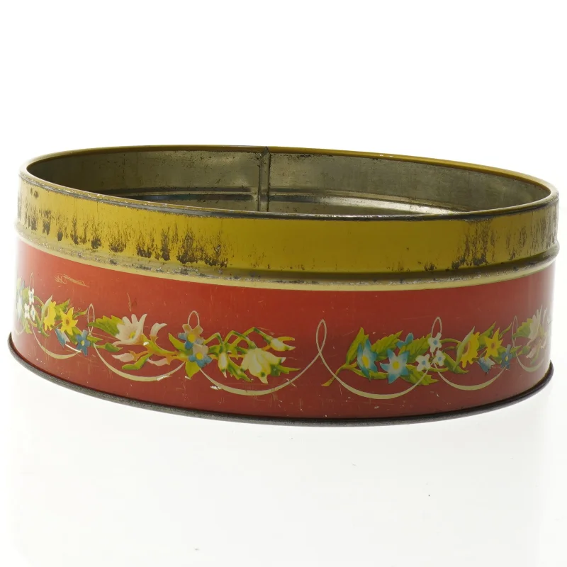 Sjælden Vintage metal kagedåse (str. Ø 22. cm)