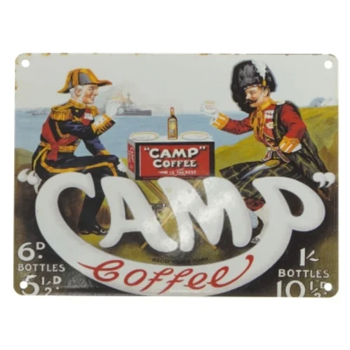Emaljeskilt med reklame for Camp Coffee (str. 20x15 cm)