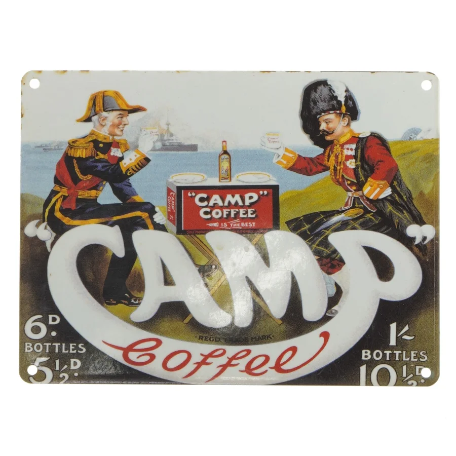 Emaljeskilt med reklame for Camp Coffee (str. 20x15 cm)