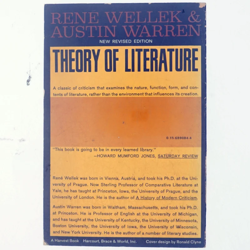 Theory of literature by Rene Wellek