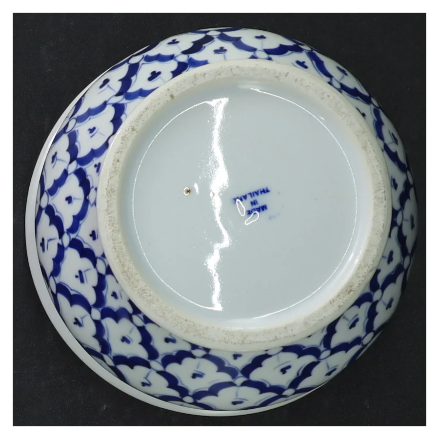 Blå og hvid porcelænspotte (str. H 9 cm ø. 12 cm)