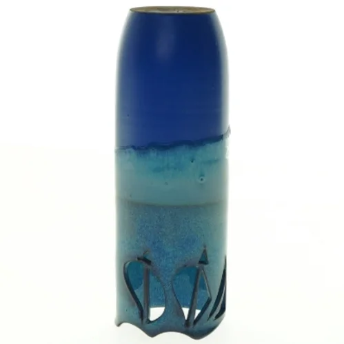 Håndlavet Turkis Blå Keramisk vase (str. 19 x 7 cm)