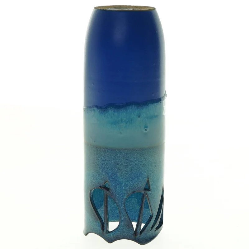 Håndlavet Turkis Blå Keramisk vase (str. 19 x 7 cm)