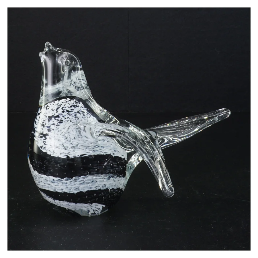 Håndlavet Glasfugl skulptur (str. 16 xn 14 cm)