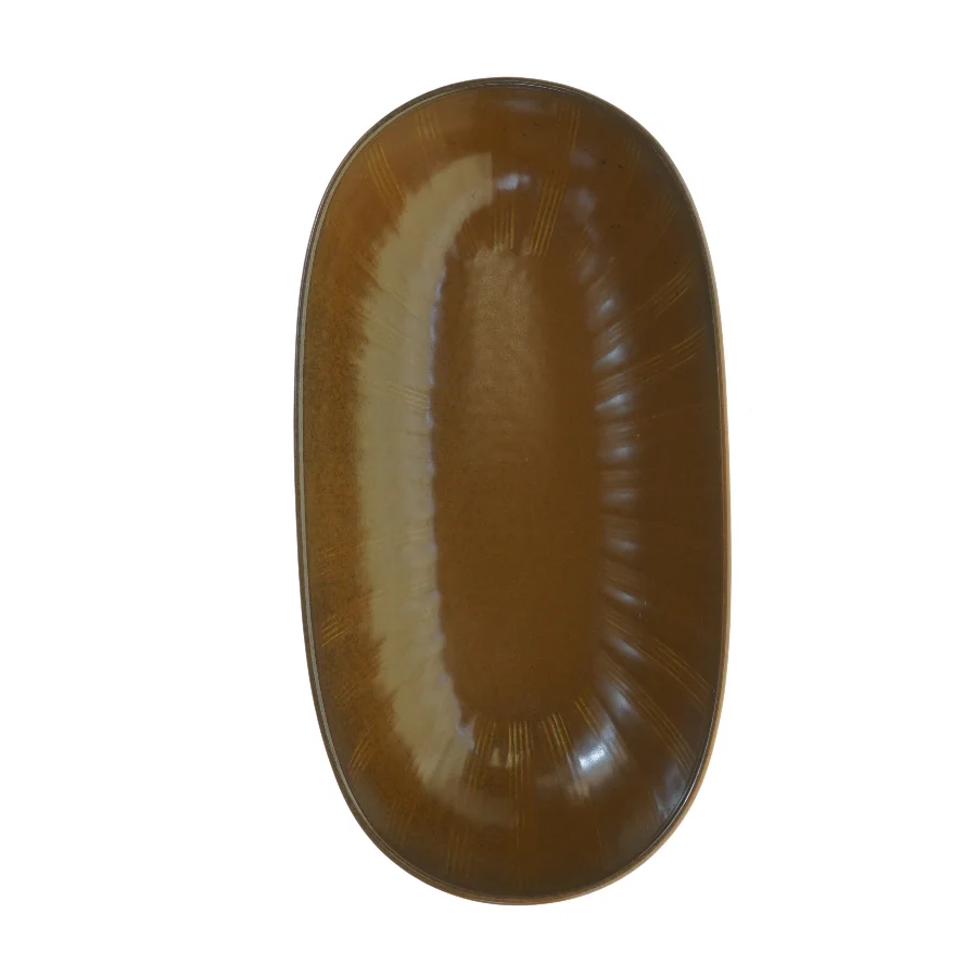 Porcelæn, Skål Eldorado Brun , Gustavsberg Sweden (str. 32 x 17 cm)