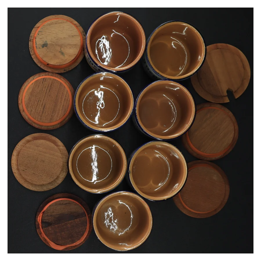 Krydderiglas med trælåg (str. H. 7,5 cm. ø. 7 cm)