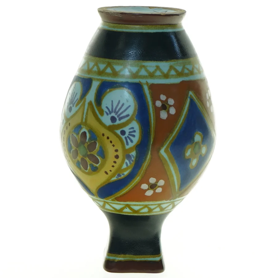 Fajance Art Deco håndmalet vase fra Lindus Arnhem Holland (str. 17 x 10 cm)