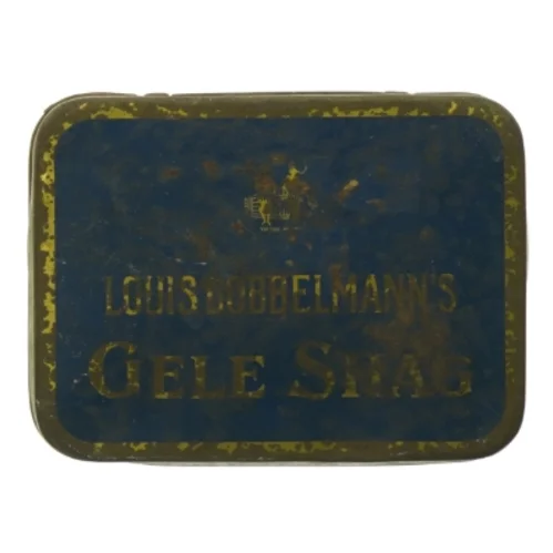 Gele Shag , Louis Dobbelmann, København, gammel tobaks æske. Vintage metaldåse (str. 16 x 12 cm)