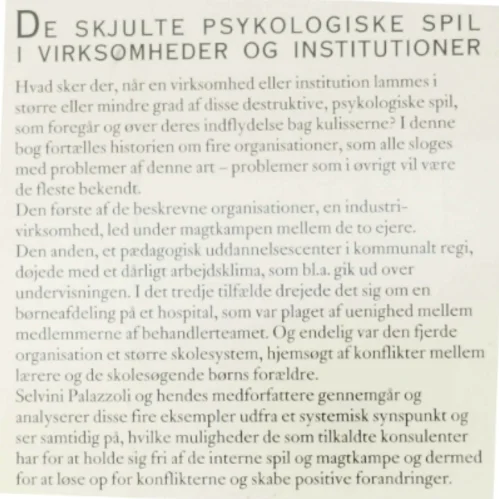 De Skjulte Psykologiske Spil i Virksomheder og Institutioner af Mara Selvini Palazzoli (Bog)
