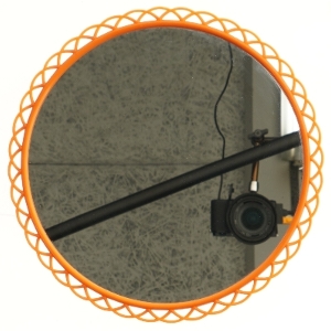 Vintage Rund orange spejl (str. 27,5 cm)