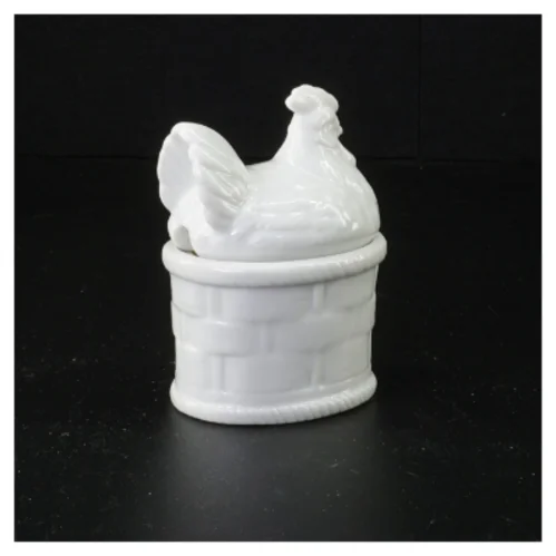 Hvid porcelæns høne (str. 10 x 7 x 6 cm)
